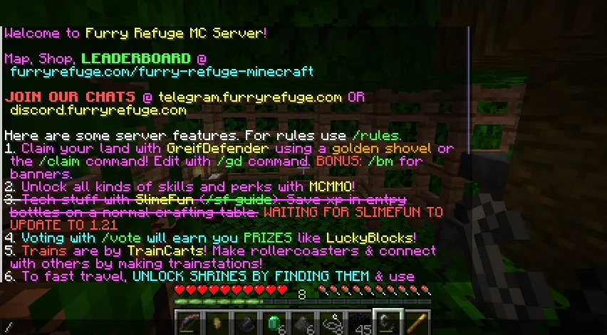 FR MINECRAFT BACK ONLINE!!! mc.furryrefuge.com ver 1.21.4