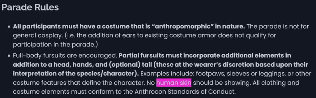 AnthroCon’s ‘No Human Skin’ Parade Rule”