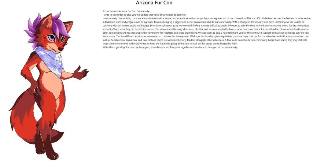 Arizona Fur Con Cancelled