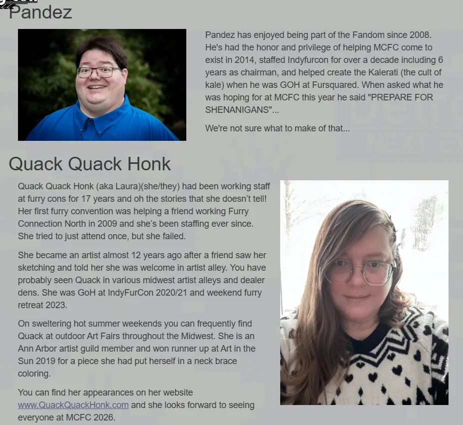 Motor City Fur Con 2026 Guests of Honor