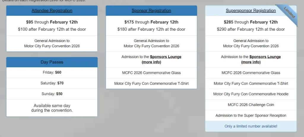 Motor City Fur Con 2026 Reg Open