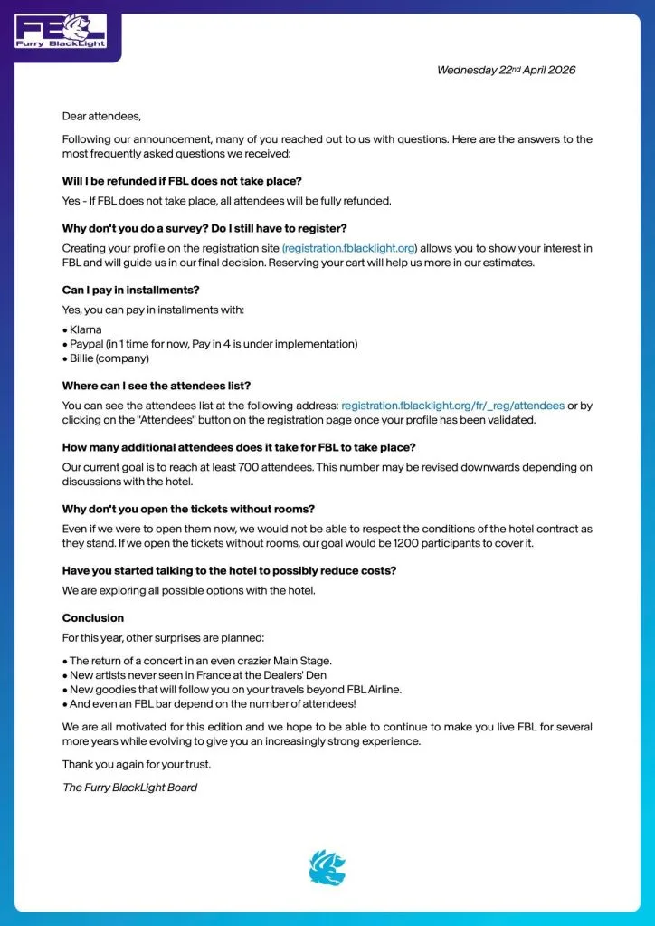 Furry Blacklight Issues an Announcement