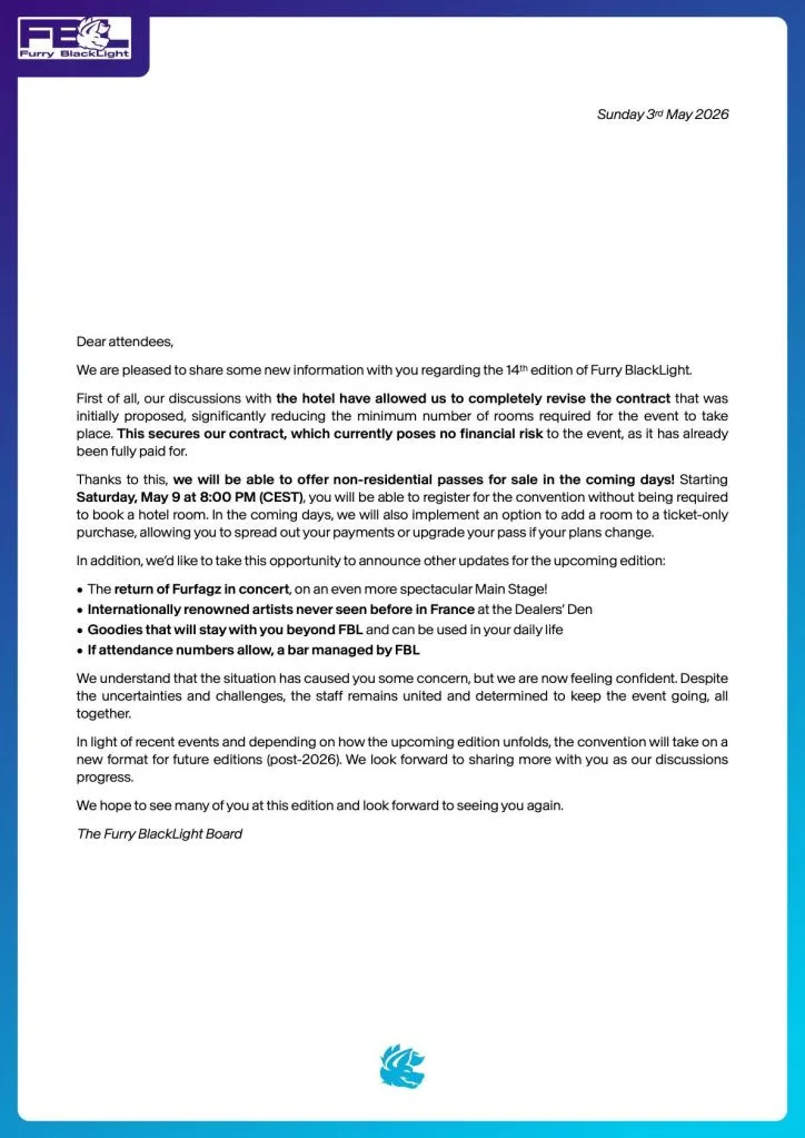 Furry Blacklight (France) Issues an Update