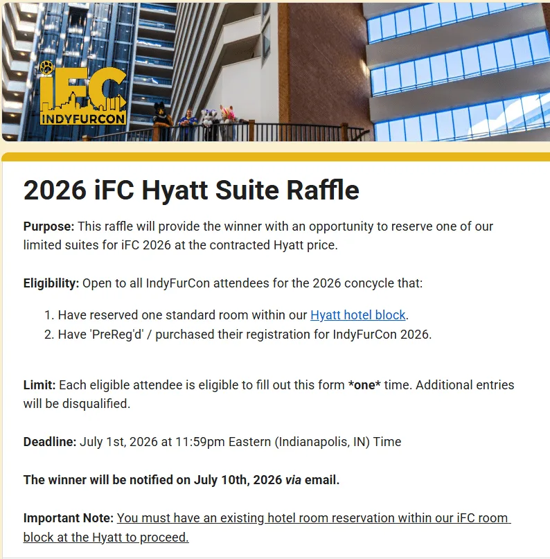 Indy Fur Con 2026 Hotel Raffle