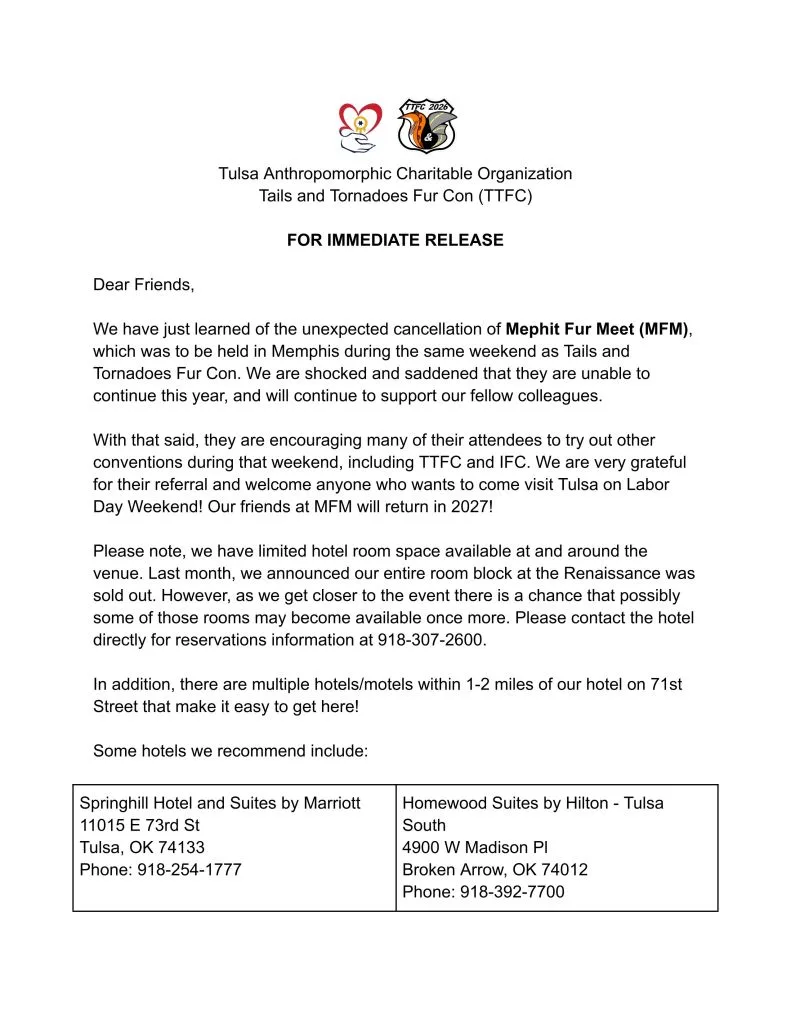 Tails and Tornadoes Fur Con React to MFM Postponement